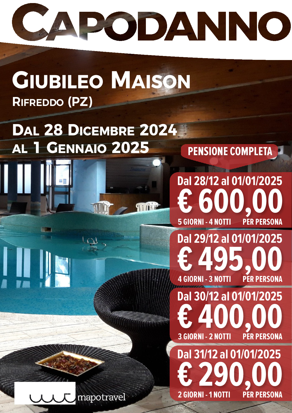 Capodanno al Giubileo Maison - dal 28 Dicembre 2024 al 1 Gennaio 2025